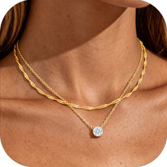 Double Strand Zircon Necklace-G