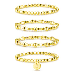 APSVO 18K Gold Plated Initial Beaded Bracelets for Women Charms Stackable Letter A Chain Bracelet Set Birthday Graduation Mothers Day Jewelry Gifts Teen Mom Her Girlfriend Adults Wife Daughter Ideas