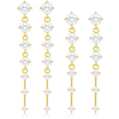 APSVO 18K White Gold Plated Drop Earrings for Women S925 Sterling Silver Post Hypoallergenic Dangle Earrings Set Wedding Birthday Mothers Day Jewelry Gifts Teen Mom Bride Bridesmaid Girlfriend Wife