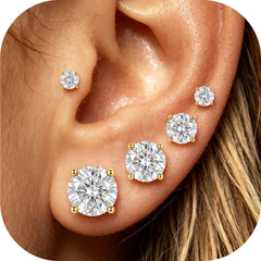 LUNVKY 5 Pairs 18K White Gold Plated Halo Stud Earrings for Women CZ Cartilage Hypoallergenic S925 Sterling Silver Post Earring Sets Birthday Graduation Mothers Day Jewelry Gifts Teen Her Wife Mom
