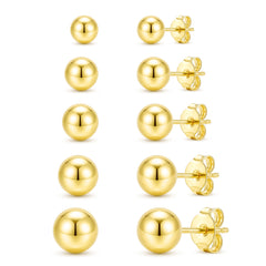APSVO 5 Pairs 18K White Gold Plated Ball Stud Earrings for Women Hypoallergenic Small S925 Sterling Silver Post Earrings Set Birthday Graduation Mothers Day Jewelry Gifts Teen Her Mom Age Ideas