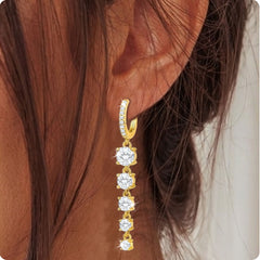 APSVO 18K White Gold Plated Drop Earrings for Women S925 Sterling Silver Post Hypoallergenic Dangle Earrings Wedding Birthday Mothers Day Jewelry Gifts Teen Mom Bride Bridesmaid Girlfriend Wife Age