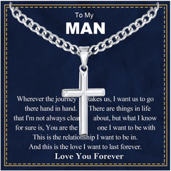 Silver Cross Necklaces for Men Boys to My Son Gifts from Dad Mom 316L Stainless Steel Cross Pendant Chain Catholic Religious Christian Birthday Jewelry Gifts Ideas Teen Tween Son Preteen Kids Age