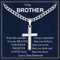 Silver Cross Necklaces for Men Boys to My Son Gifts from Dad Mom 316L Stainless Steel Cross Pendant Chain Catholic Religious Christian Birthday Jewelry Gifts Ideas Teen Tween Son Preteen Kids Age