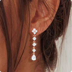 APSVO 18K White Gold Plated Drop Earrings for Women S925 Sterling Silver Post Hypoallergenic Dangle Earrings Wedding Birthday Mothers Day Jewelry Gifts Teen Mom Bride Bridesmaid Girlfriend Wife Age